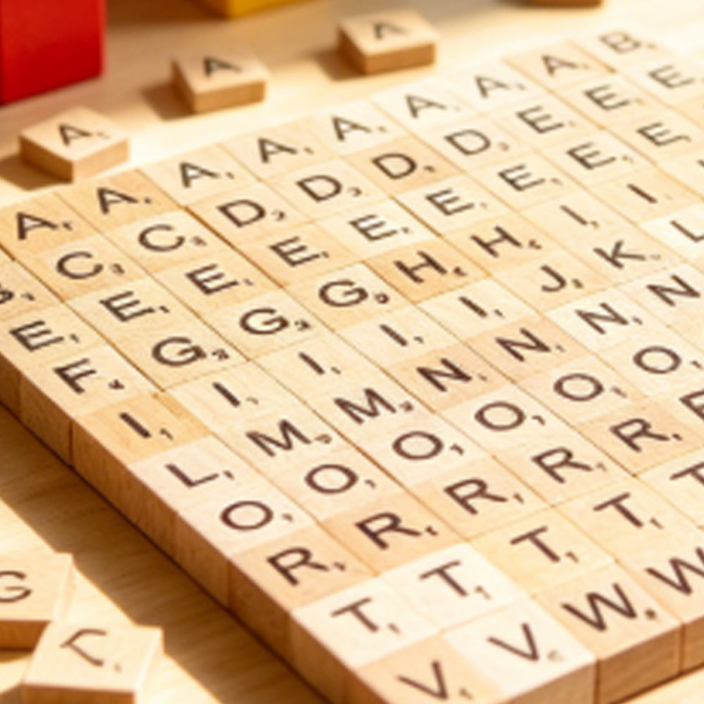 100 Wooden Tiles – Black Letters & Numbers for Crafts, Scrabble-Style Letter Tiles
