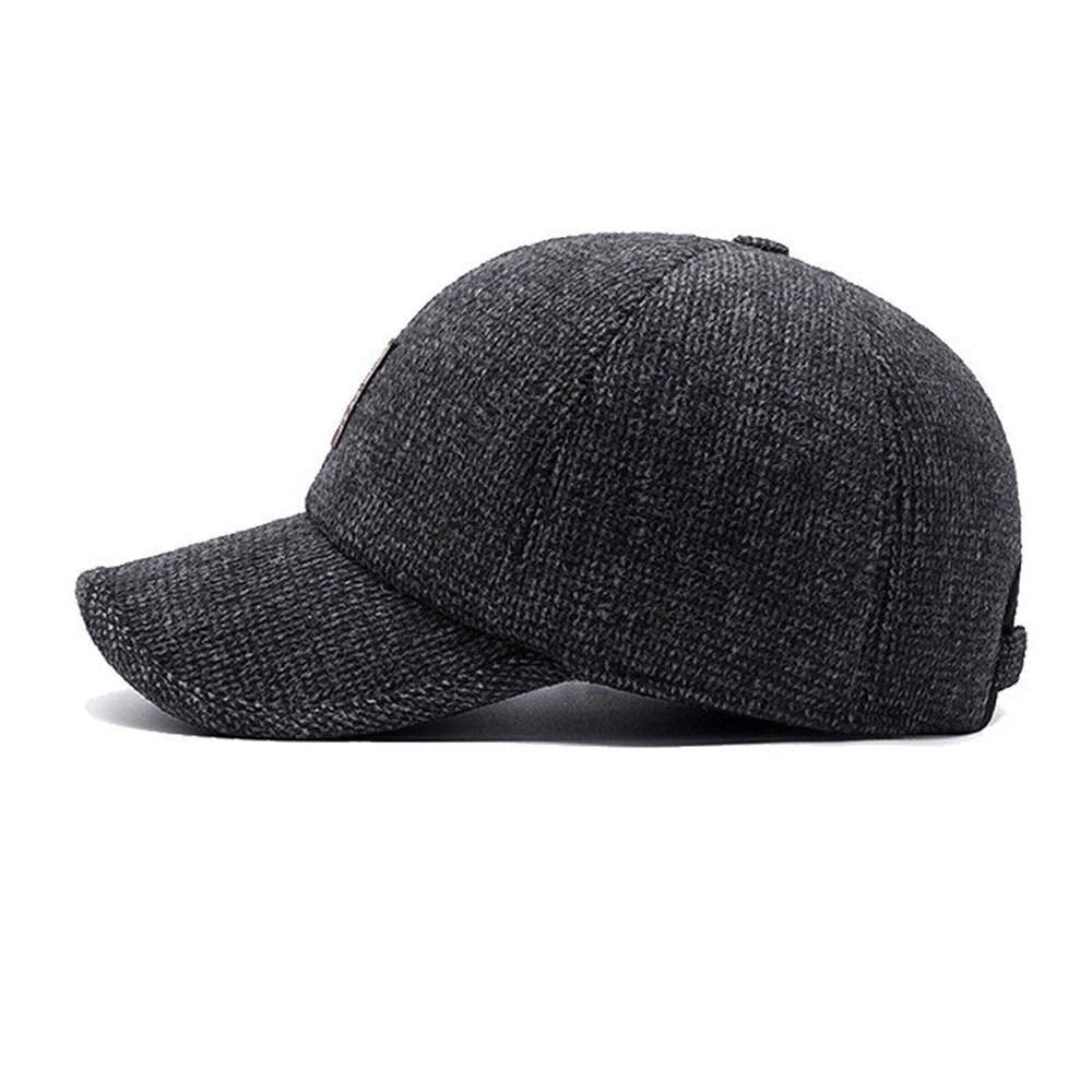 Men's Winter Hat with Earmuffs - Thick Warm Adjustable Baseball Cap for Cold Weather, Outdoor & Casual Wear
