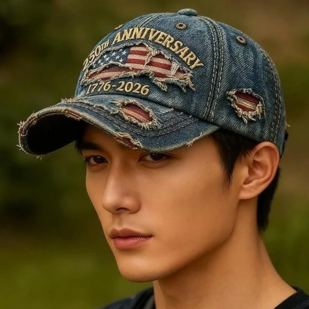 250th US Anniversary Denim Hat - 1776-2026 Patriotic Printed Baseball Cap