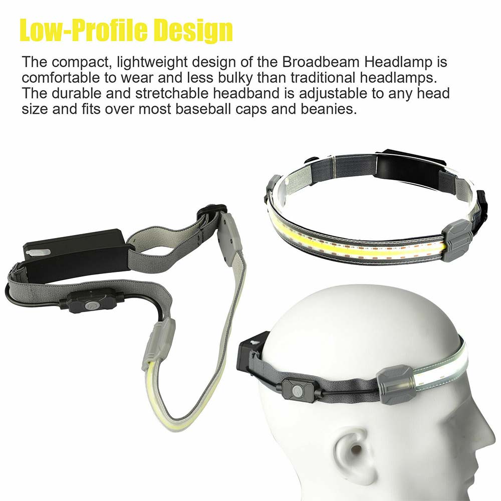 COB LED Headlamp Torch Flashlight Work Light Bar Head Band Lamp USB Charging