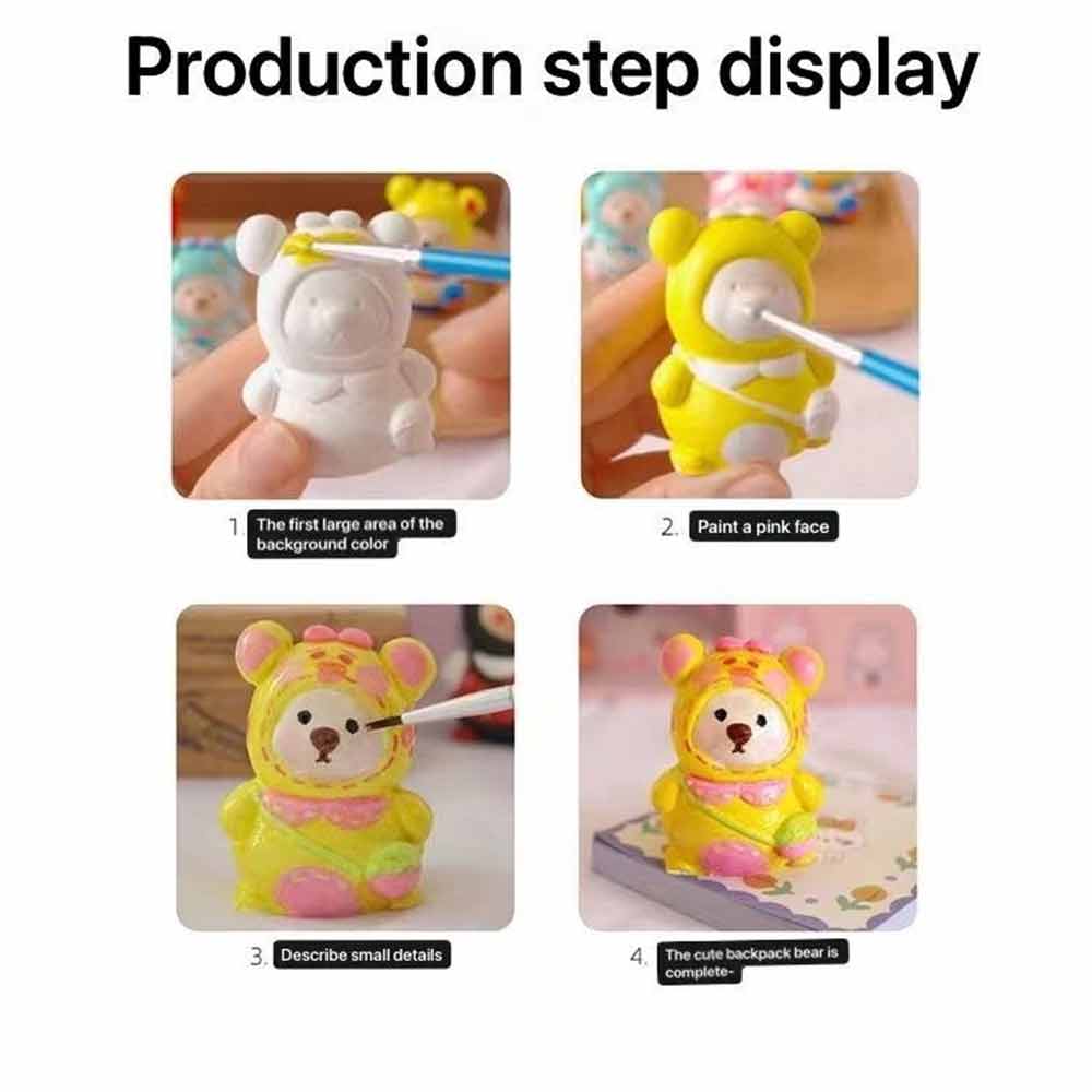 10 Mini Plaster Bears – Paint Your Own DIY Decorations, Craft Kit for All Ages