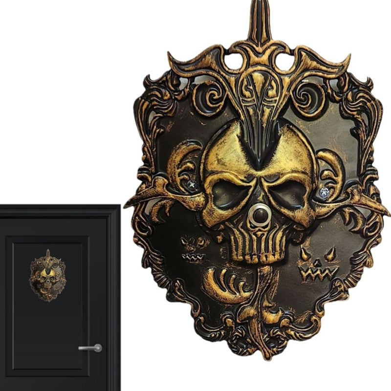 Halloween Doorbell Haunted House Party Prop Spooky Iron Skull Animated Decor