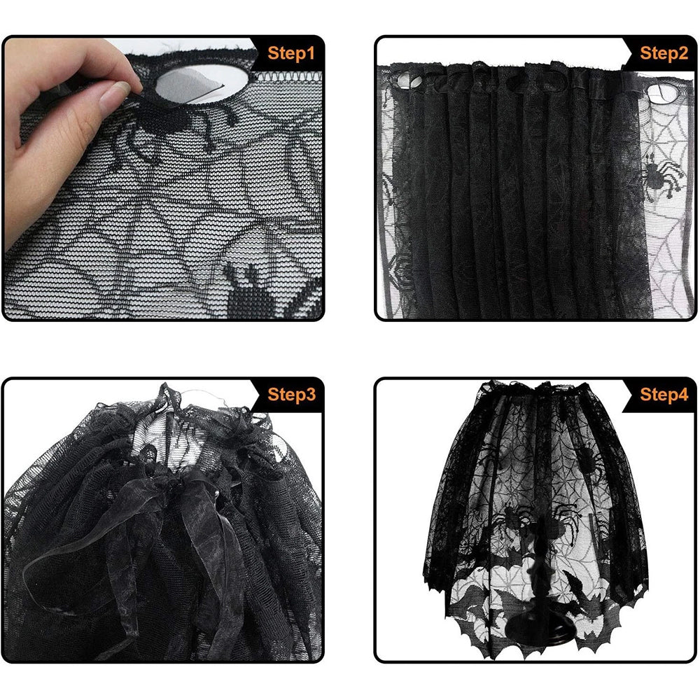Halloween Cobweb Lace – Lamp Shade Cover with Spider, Gothic Party Decor