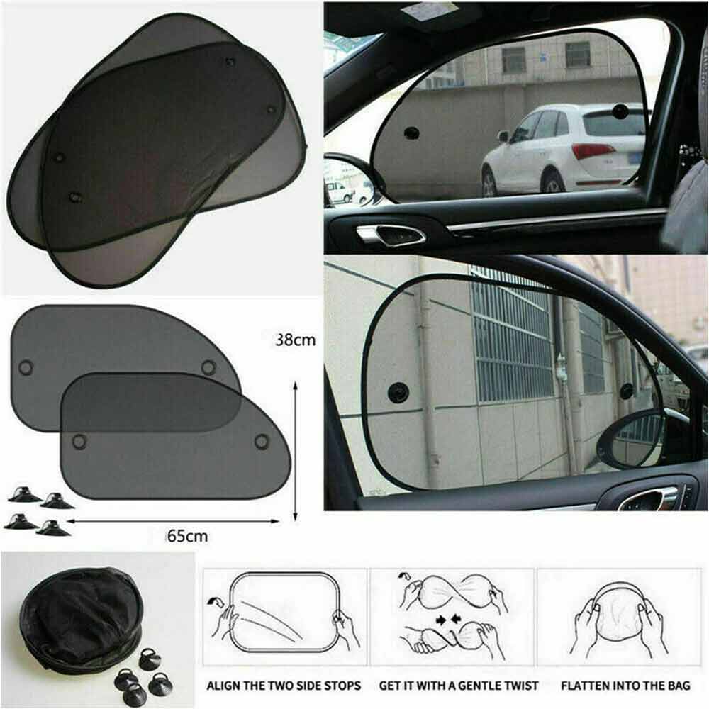 2-Piece Car Sun Shade Cover – Mesh Window Blind with Max UV Protection for Rear & Front Windows