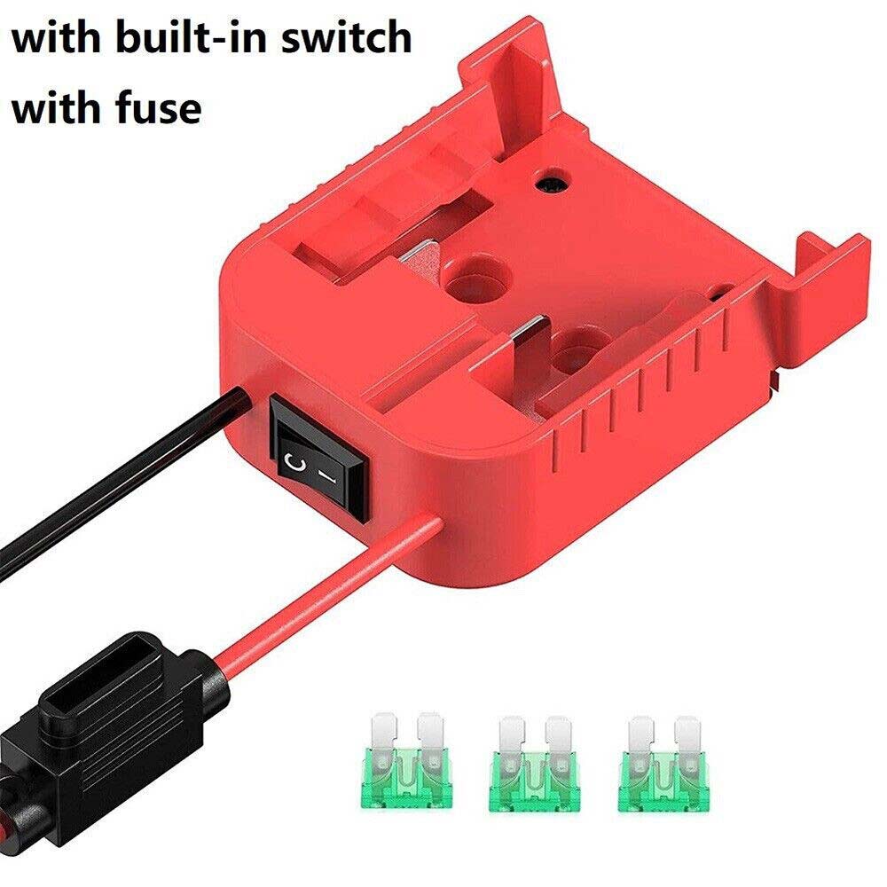 Battery Adapter With Fuse built-in switch for Milwaukee 18V To Dock Holder 12Awg