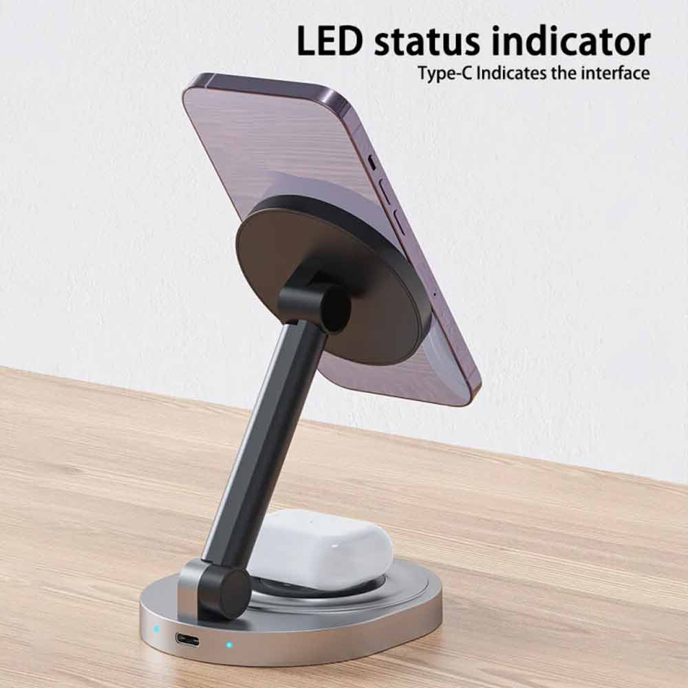 Magnetic Wireless Charger Stand For iPhone 15 14 13 12 Pro Max Magsafe Charger