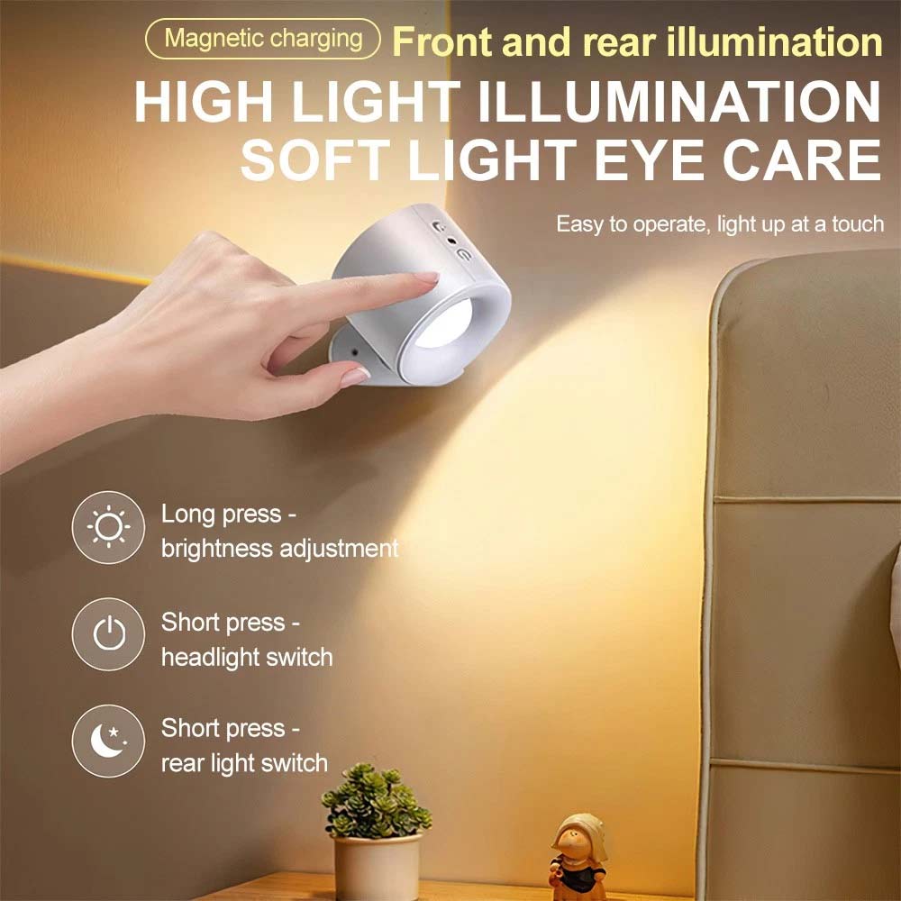 Rechargeable LED Wall Sconce Lights - Magnetic Remote Night Lamp, USB Powered