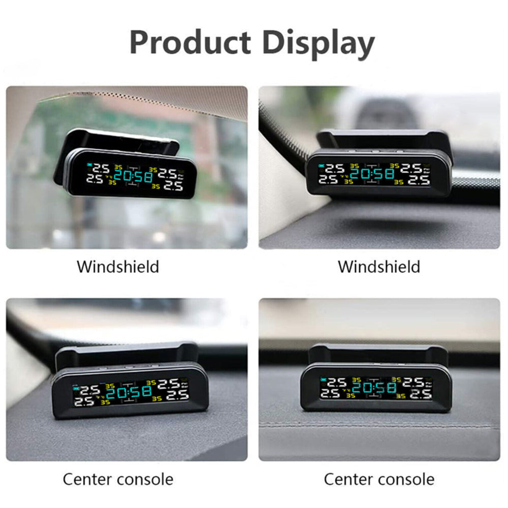 Solar Wireless Car TPMS Tyre Pressure Monitoring System + 4 External Sensors