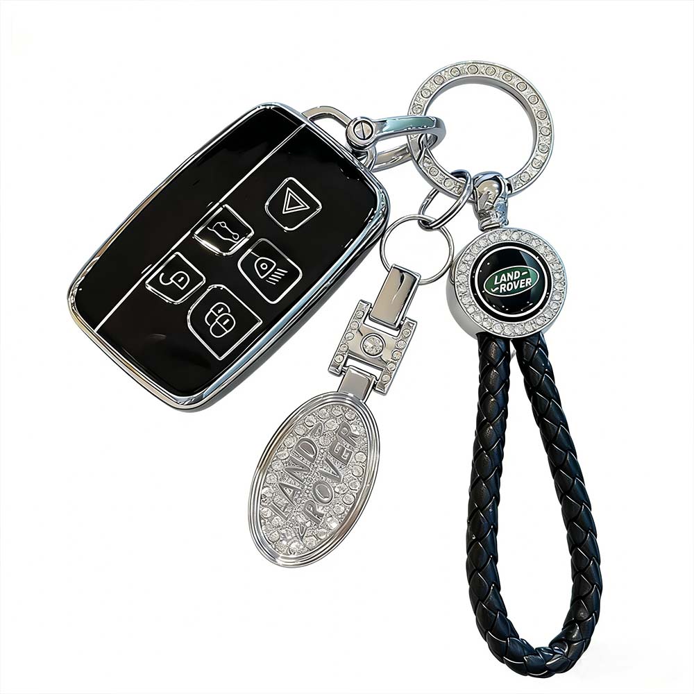 TPU Remote Key Cover Fob Case with Rope Keyring for Land Rover & Jaguar Models