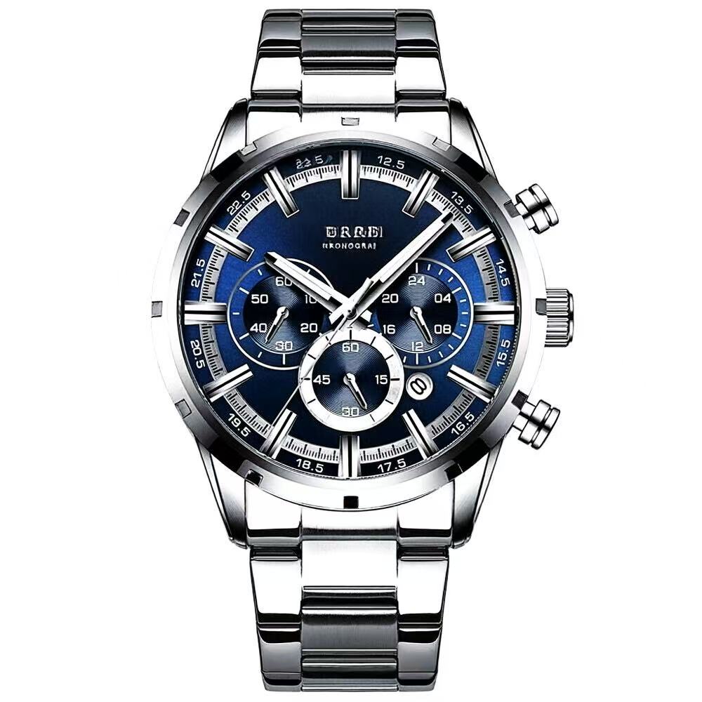 CURREN Men's Chronograph Watch – 6-Hand Multifunction Stainless Steel Sport Wristwatch