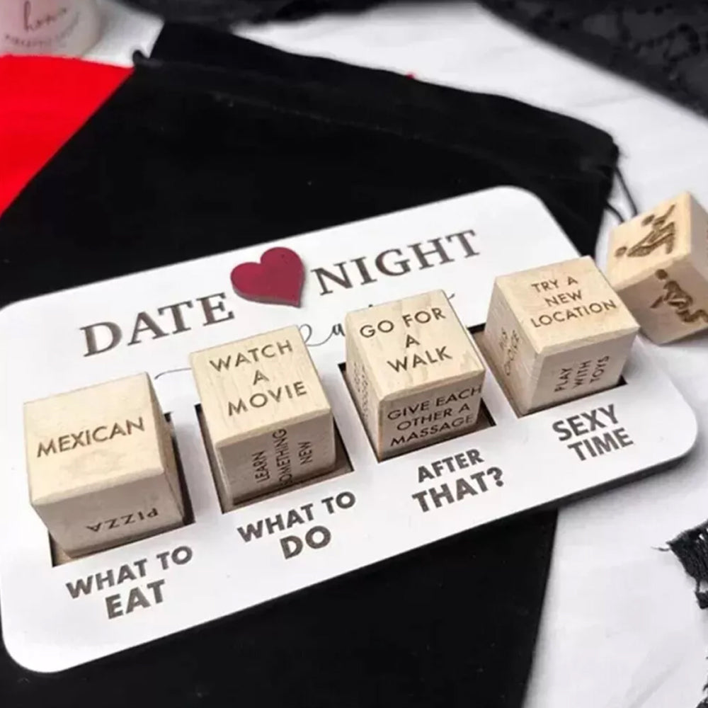Wooden Date Night Dice: After Dark Edition - Romantic Adventure Dice for Couples