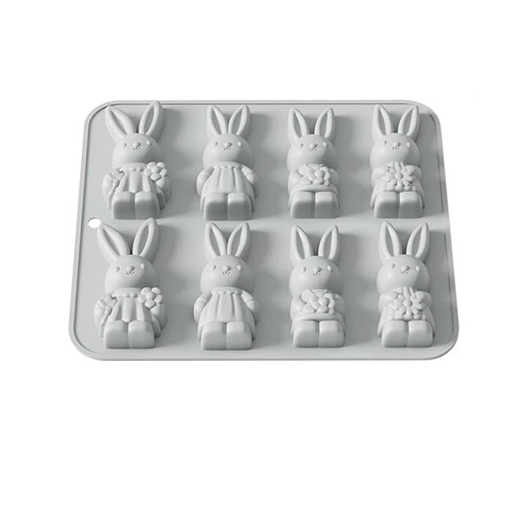 8 Grid Easter Bunny Baking Mold - Food Grade Silicone Baking Tray for Easter Treats