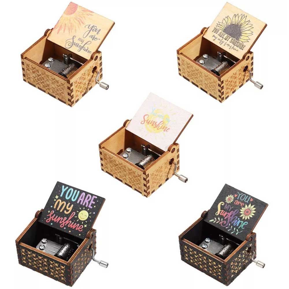 Gifts Hand-Cranked You are My Sunshine Music Box Musical Boxes Black Engraved