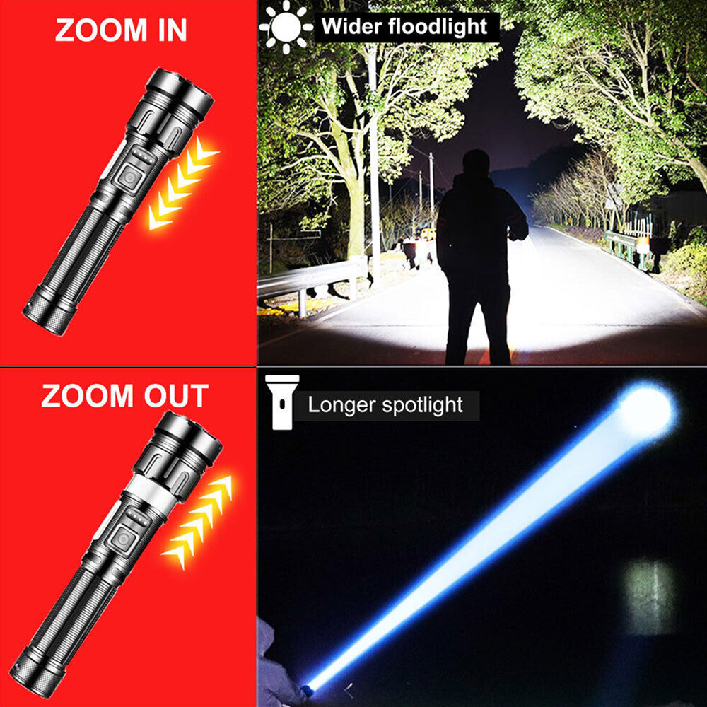 XH-P50 LED Flashlight Tactical Light Super Bright Torch USB Rechargeable