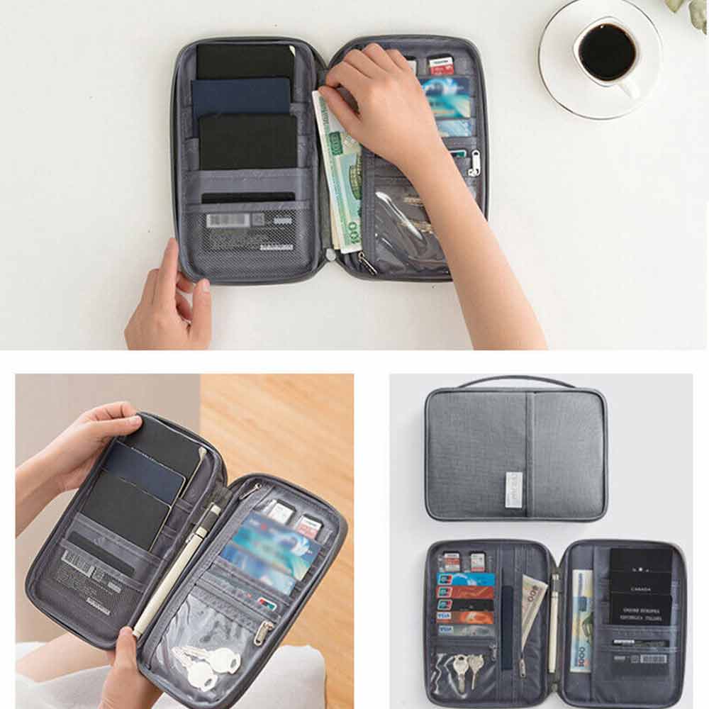Passport Holder Travel Document Wallet Waterproof RFID Bag Family Case Organizer