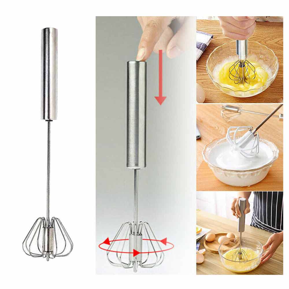 Semi Automatic Stainless Whisks Hand Push Egg Beater Milk Whip Mixer Easy Whisk