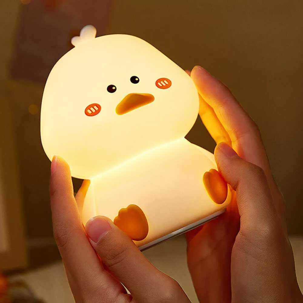 Silicone LED Night Light Duck Touch Bedside Lamp Kid Bedroom USB Rechargeable