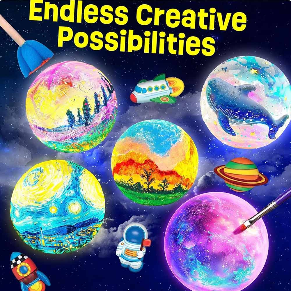 DIY 3D Moon Lamp Kit – Paint Your Own, Creative Craft Gift for Ages 3-12