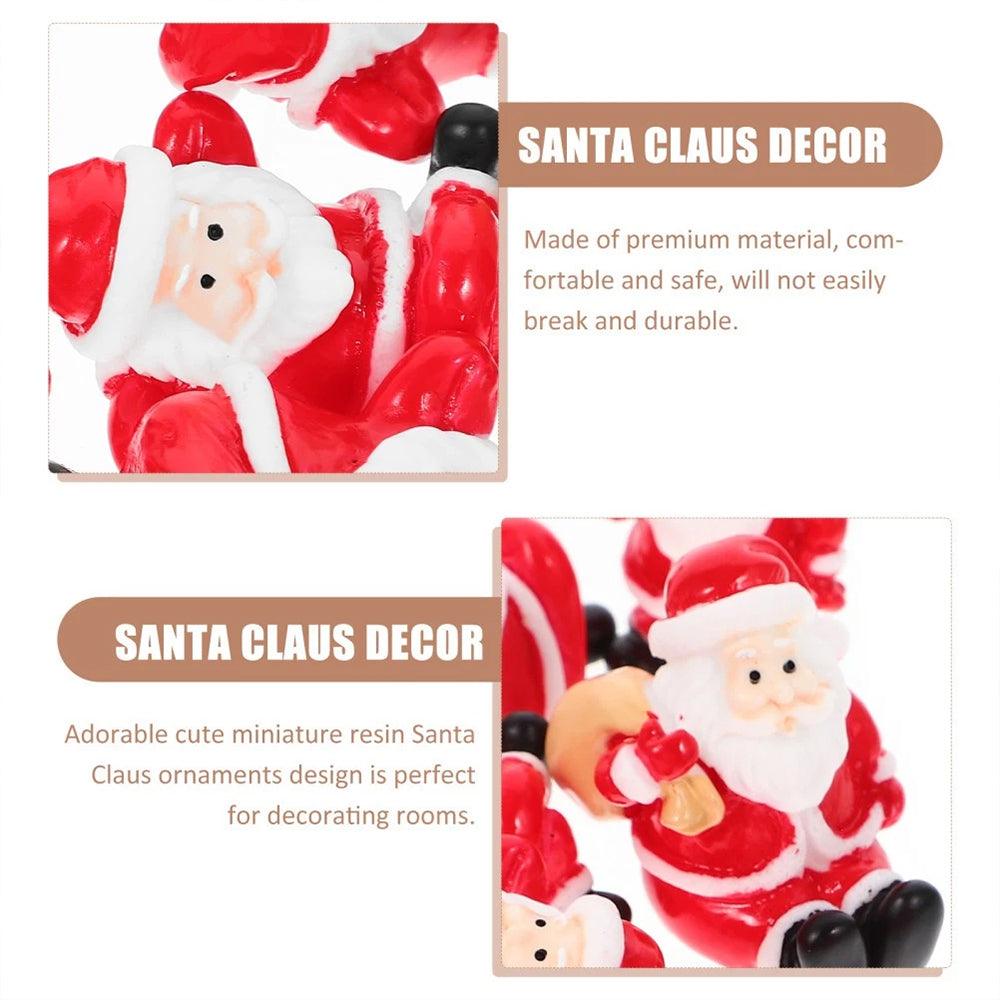 12Pcs Random Miniature Santa Claus Ornament Set - Micro Christmas Scene Figurines for Indoor Decor