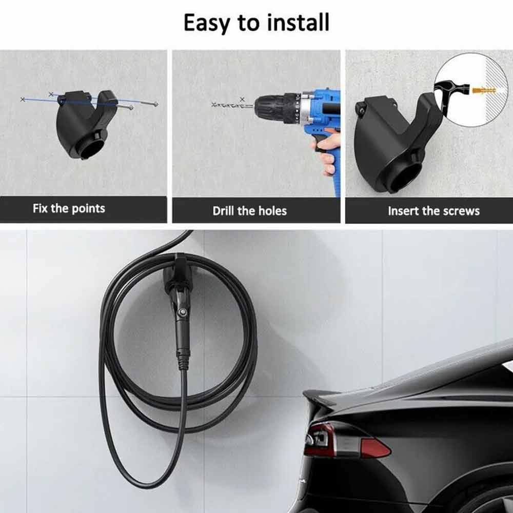 EV Charger Cable Holder Type 2 Plug Electric Car Charging Gun Fixed Socket Tool
