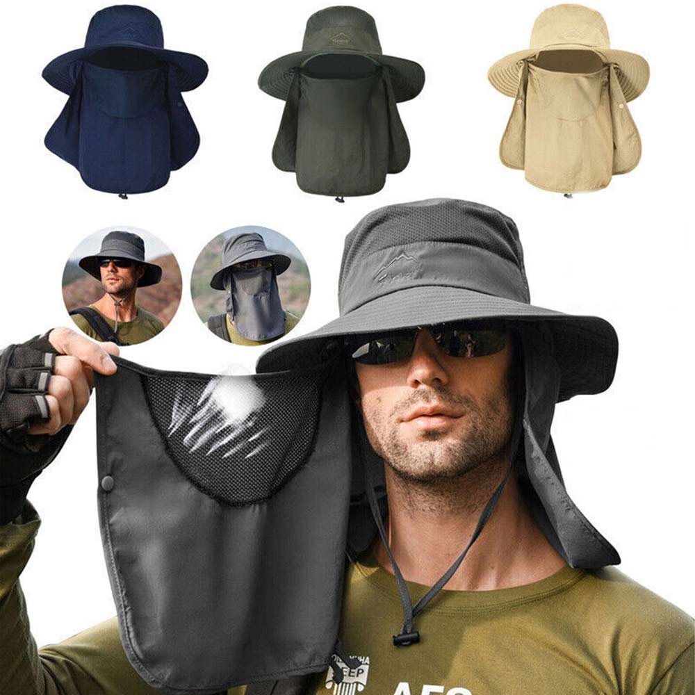 Outdoor Sun UV Protection Fishing Cap Neck Face Flap Hat Wide Brim Cover Summer