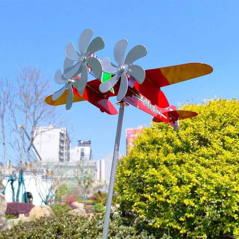 Compass Weather Vane & Garden Decoration – Airplane Wind Spinner, Aircraft Windmill