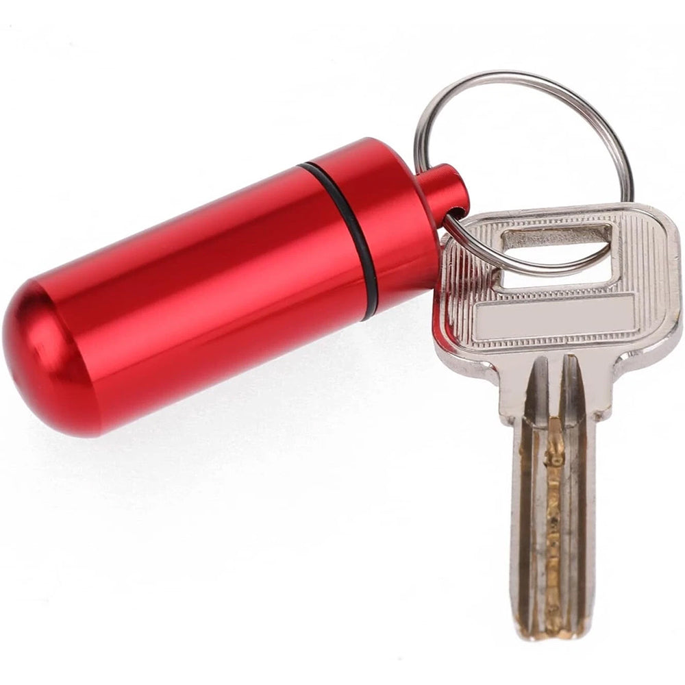4X Keychain Pill Holder - Aluminum Portable Keyring Medicine Case