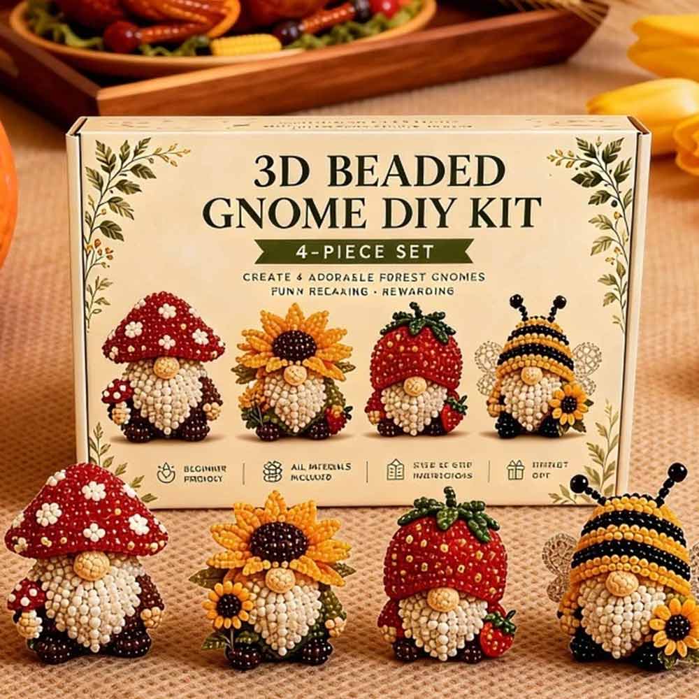 3D Beaded Gnome DIY Kit – Handmade Bead Art Set for Teens & Adults