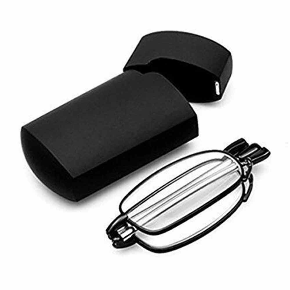 Folding Reading Glasses – +1.5 +2.0 Black Frame, Compact with Carry Case for Men