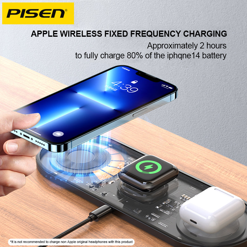 3-in-1 Wireless Charger – Transparent Station for iPhone AirPods Watch, Fast Charge