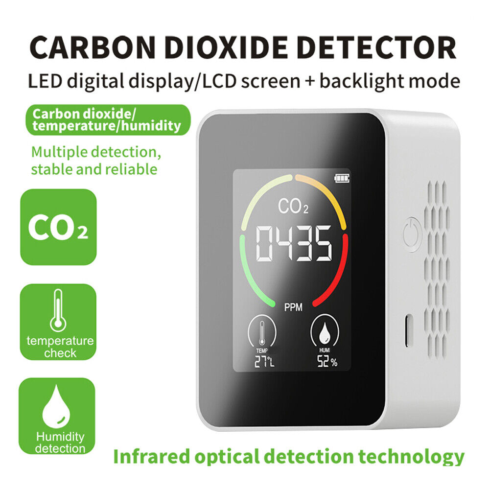 3in1 Portable Carbon Dioxide Detector with LCD Digital Temp Humidity CO2 Meter