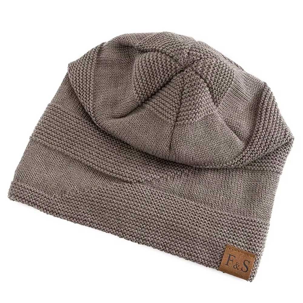 Unisex Slouchy Winter Beanie - Fur Lined Warm Knitted Hat for Men & Women