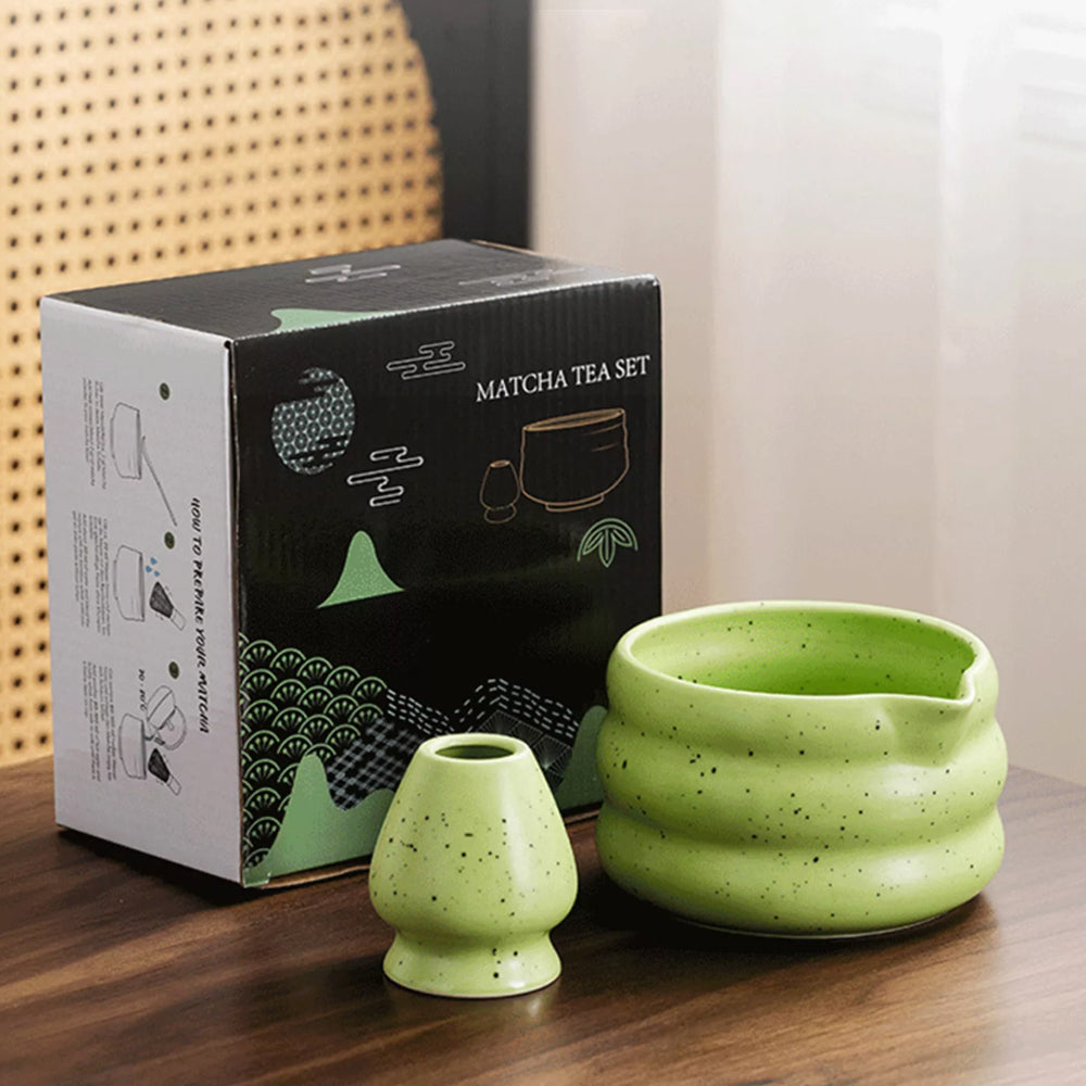 Matcha Making Tool Set Bamboo Tea Whisk Tea Scoop Bowl Ceramic Tea Whisk Set