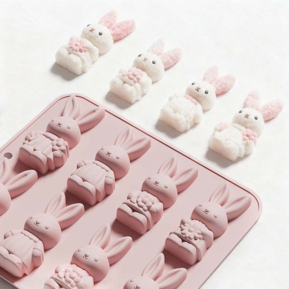 8 Grid Easter Bunny Baking Mold - Food Grade Silicone Baking Tray for Easter Treats