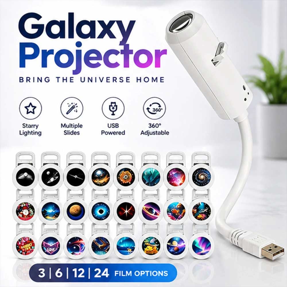 24-in-1 Galaxy Projector – 5D Starry Sky Night Light, USB & 360° Adjustable