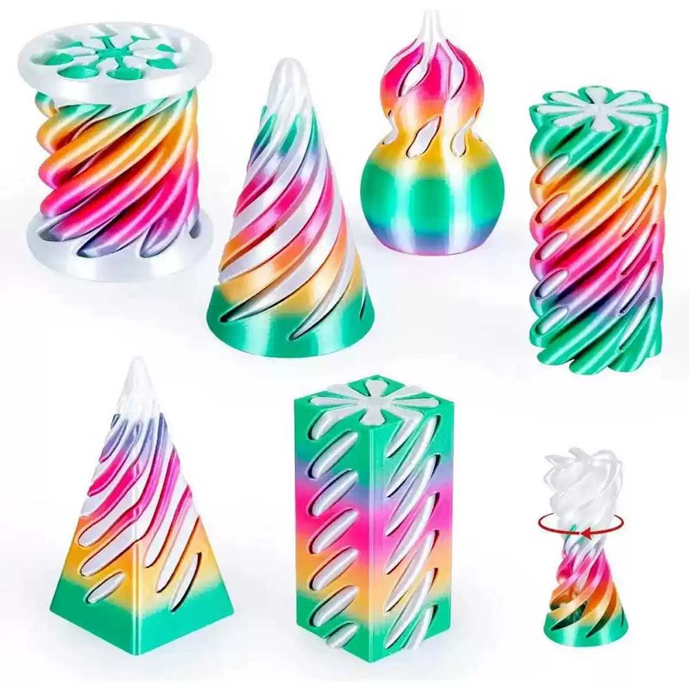 6 Pack Spiral Cone Fidget Toys – 3D Printed Impossible Pass-Through Anxiety Relief Set