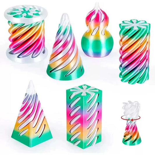 6 Pack Spiral Cone Fidget Toys – 3D Printed Impossible Pass-Through Anxiety Relief Set
