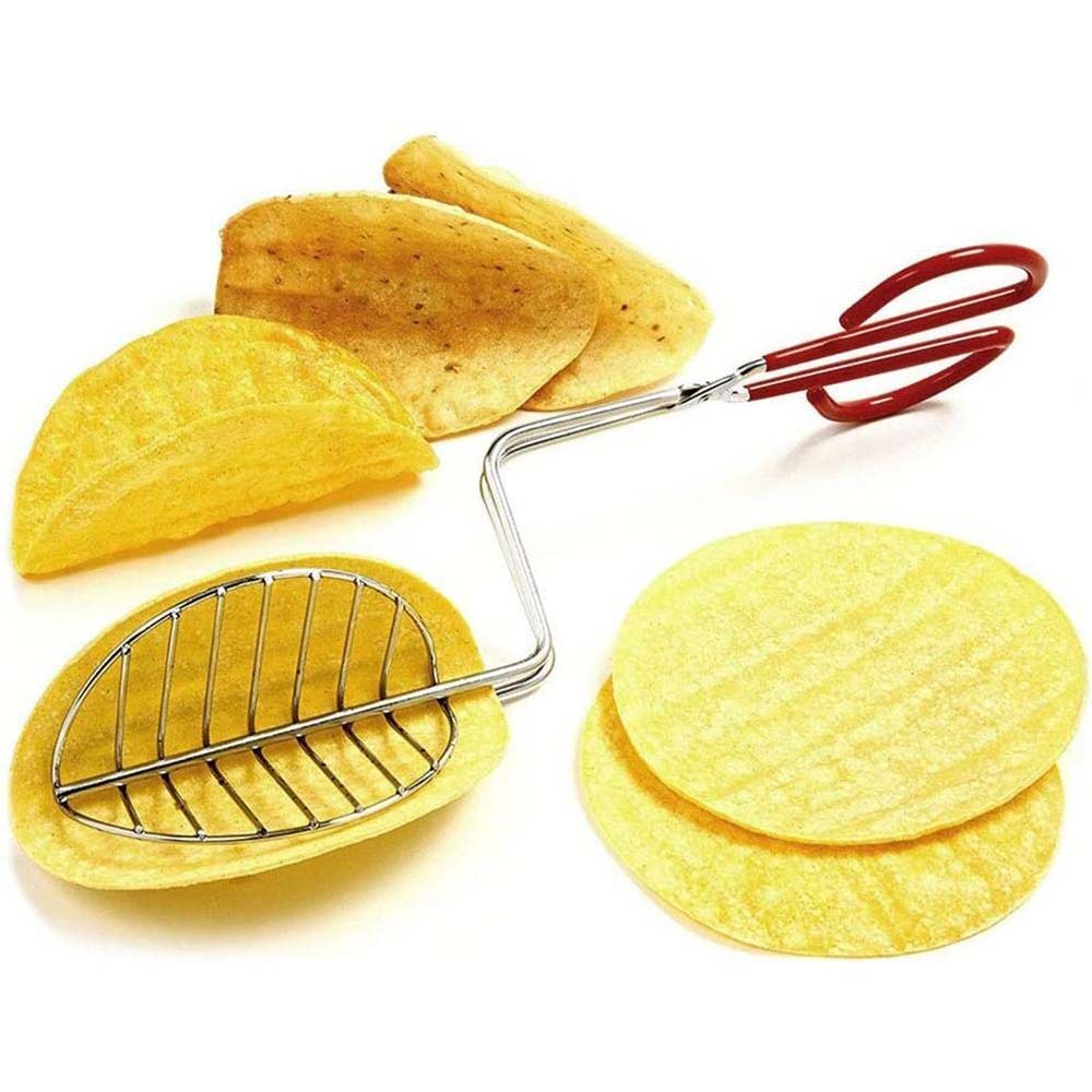 Taco Shell Maker Press Tortilla Fryer Tong Plated Steel Kitchen Rack Food Clip