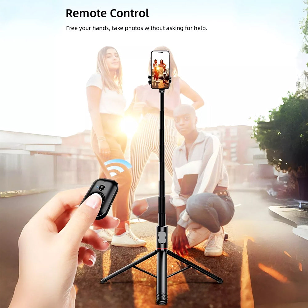 72" Selfie Stick Tripod with Bluetooth Remote – 360° Rotatable, All-in-One Phone Holder with Cold Shoe Mount
