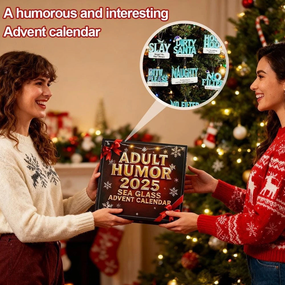 2D Adult Humour Acrylic Sea Glass Advent Calendar - 24 Days of Funny & Cheeky Holiday Surprises