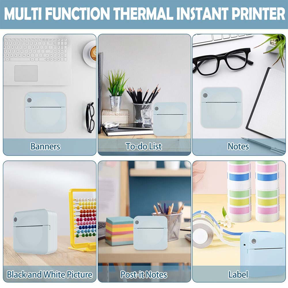 Mini Pocket Printer Bluetooth Wireless Thermal Printer Printing Paper Inkless