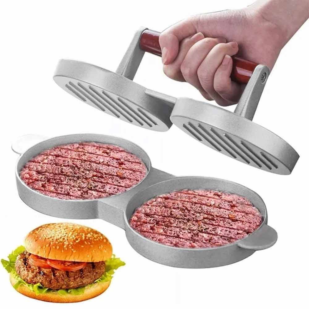 Double Burger Press Hamburger Maker – Non-Stick Aluminum Beef Patty Meat Tool for BBQ