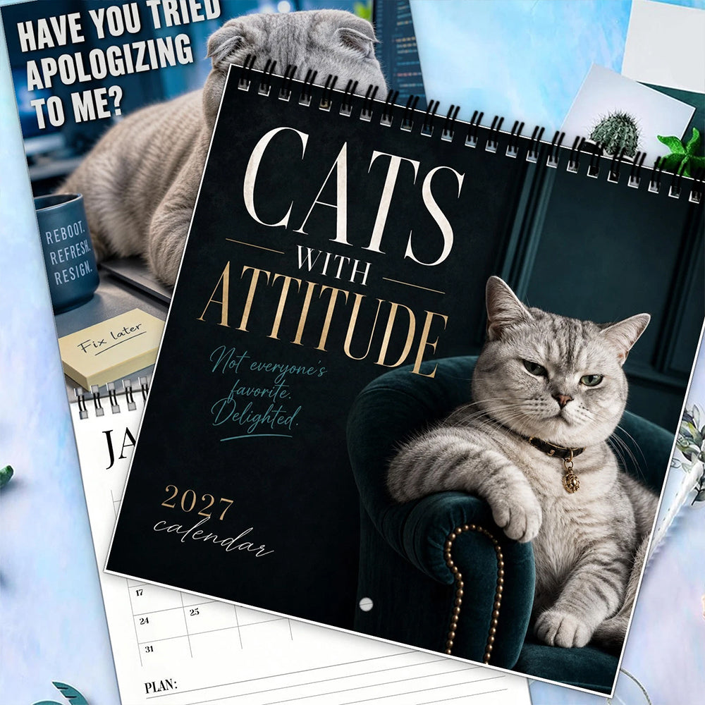 2027 Wall Calendar Cats With Attitude – Funny Sassy Cat Lover Gift