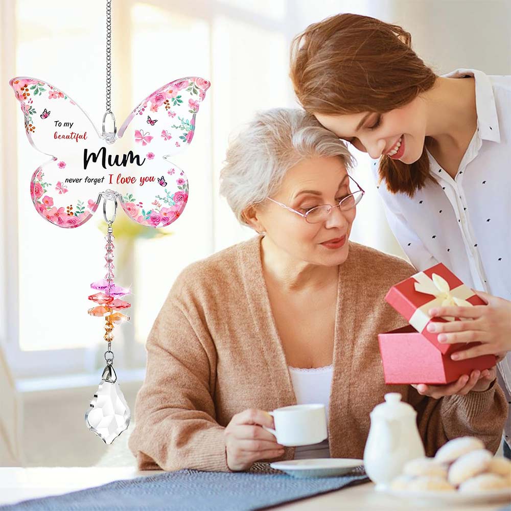 Mother's Day Unique Gift for Mum - Butterfly Acrylic Crystal Suncatcher from Daughter Son