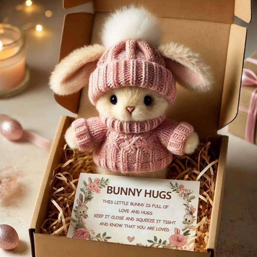 Pink Mini Bunny Hug - Cute Easter Gift Card Pocket Plush in Gift Box