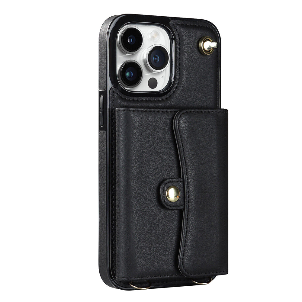 For iPhone 14 Pro Max Plus Case Leather Wallet Cover Card holders Coins Storage