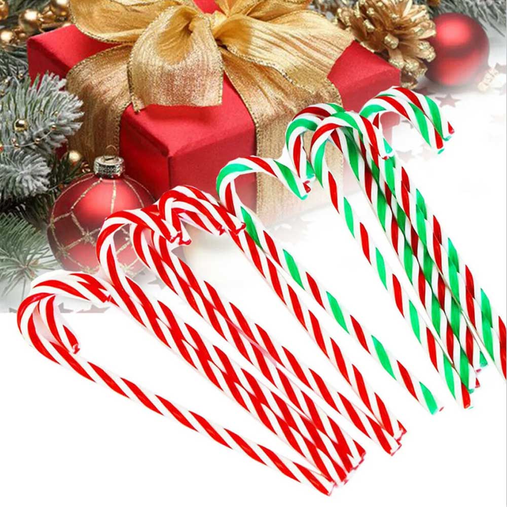 6Pcs/Set Plastic Candy Cane Christmas Hanging Decoration Xmas Tree Ornament