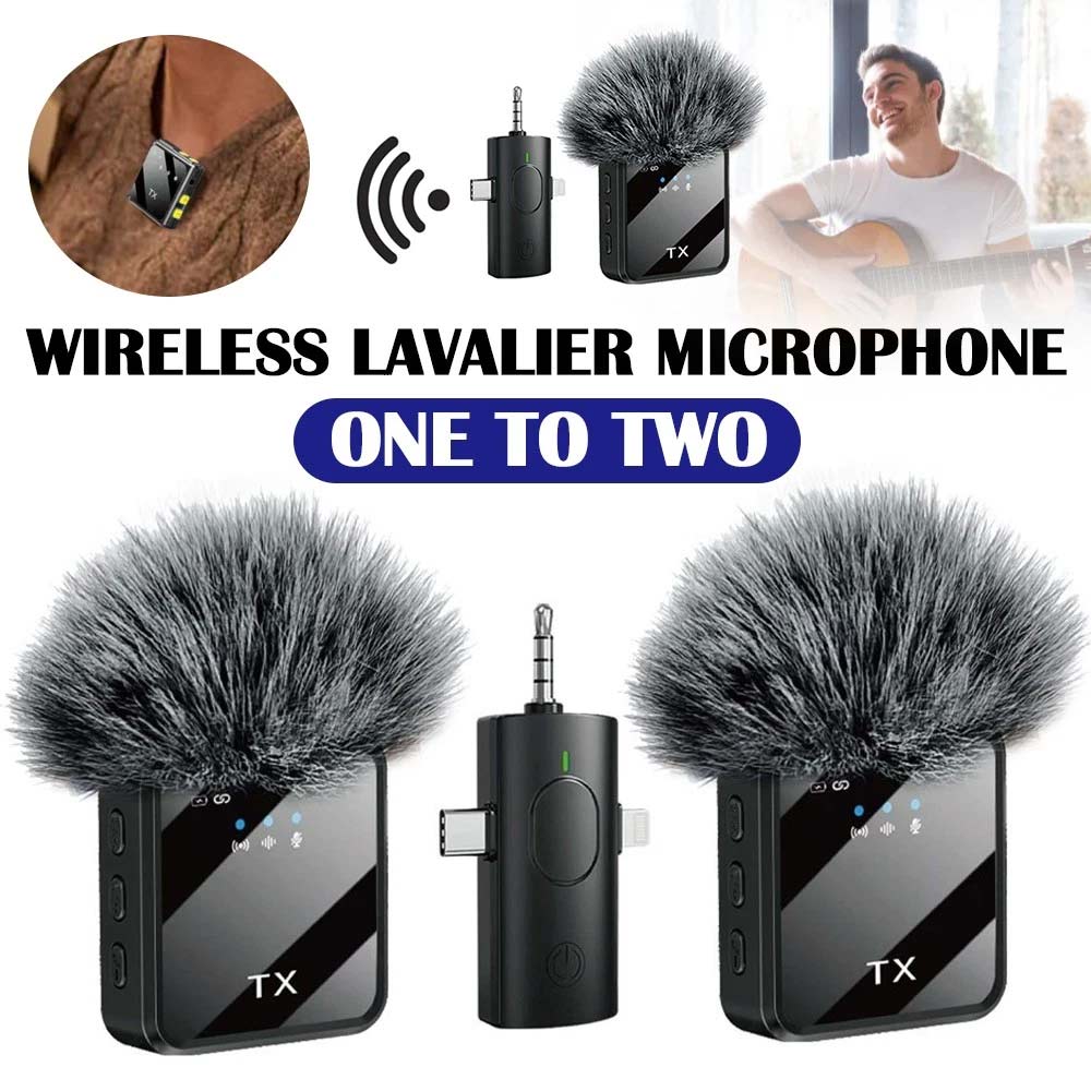 Dual Wireless Lavalier Microphone - Plug & Play Lapel Mic for iPhone, Android, Camera