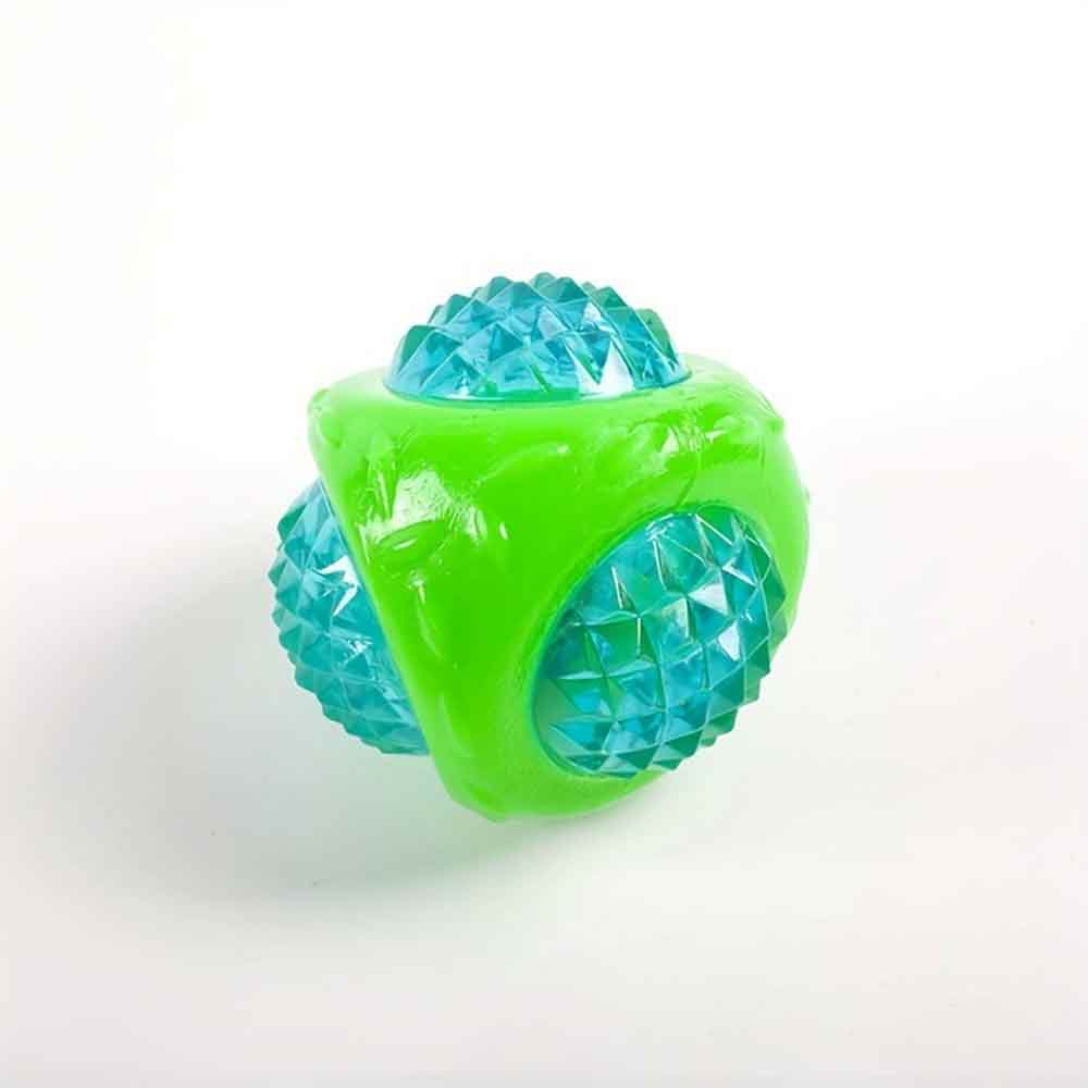 3-Piece Catch & Flash Squeaky Dog Ball – Flashing Toy Lights Up in Dark, Tough Balls