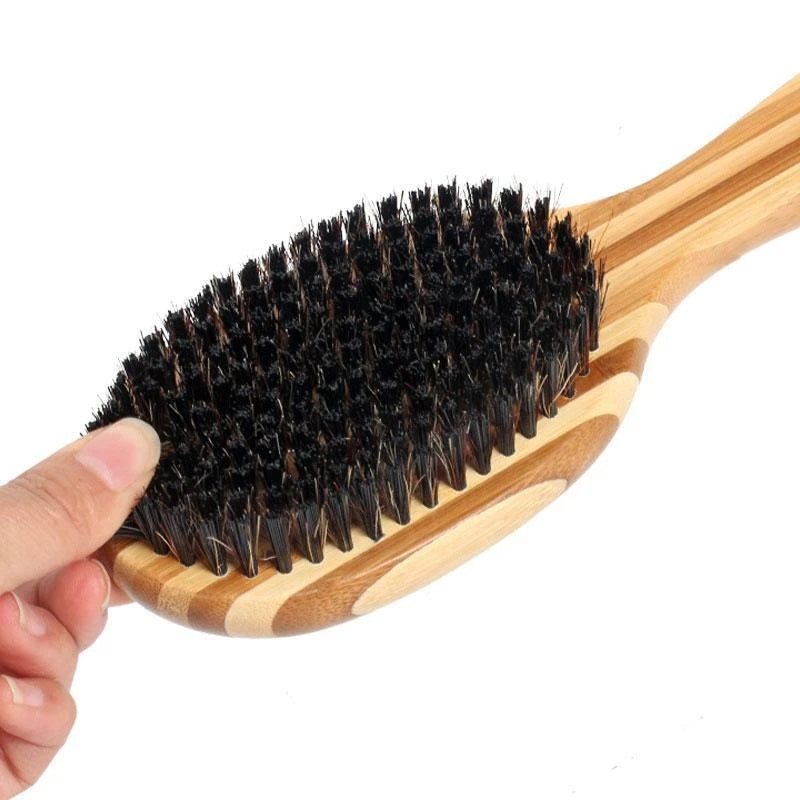 Double Sided Bamboo Dog Brush with Silicone Massager for Dog Grooming